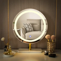 round shape large glass mirror decorative with led light luxury aesthetic modern mirrors bedroom lustro decoration house