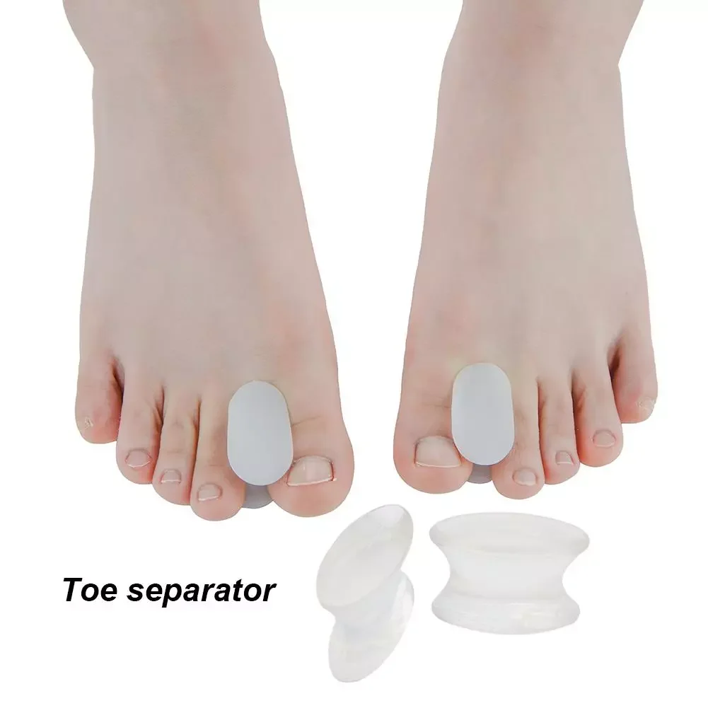 

Pair Silicone Toe Separators Spacer Thumb Valgus Bunion Corrector Straightener Good Hallux Valgus and Deformity Effect