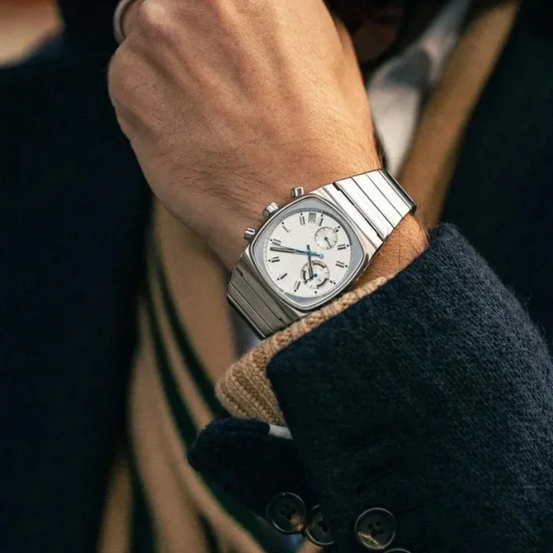 2024 Новые серебряные мужские часы роскошные модные кварцевые наручные 37 мм