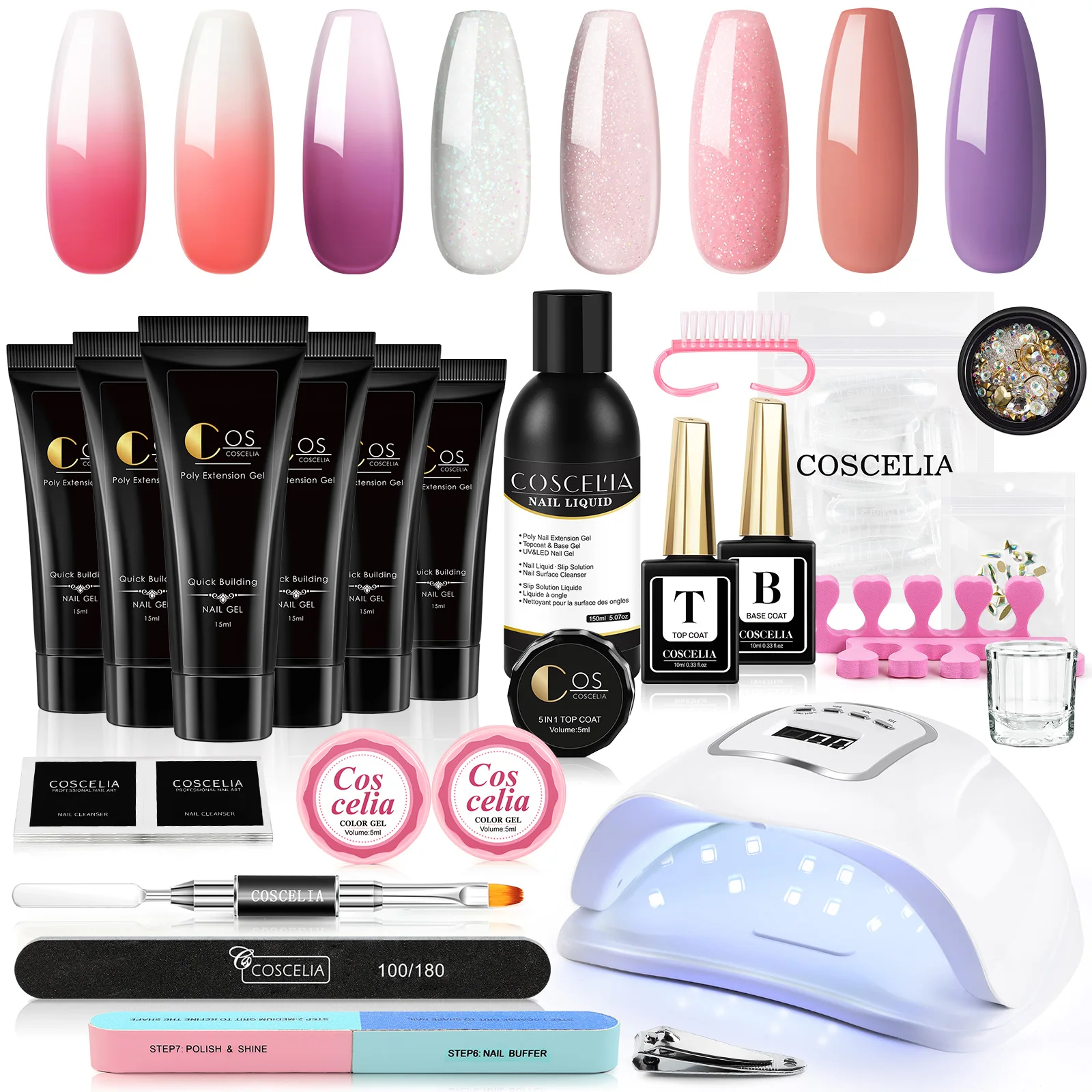 

Poly Nail Gel Kits With U V Light Starter Kit, 80W Nail Dryer with Poly Extension Gel Nail Kit