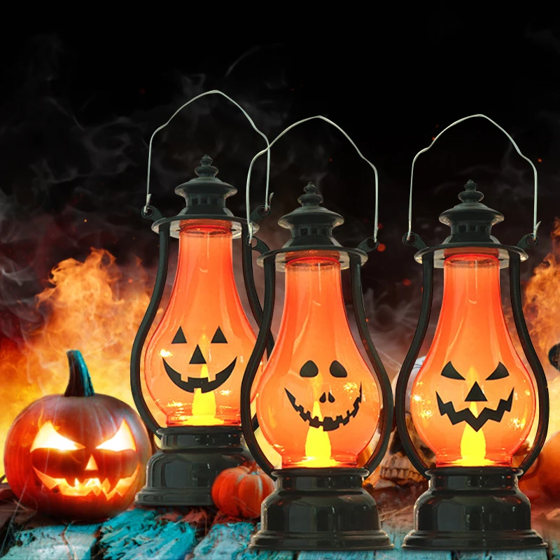 Светодиодный лампа в виде тыквы на Хэллоуин призрака масляная светильник тыква