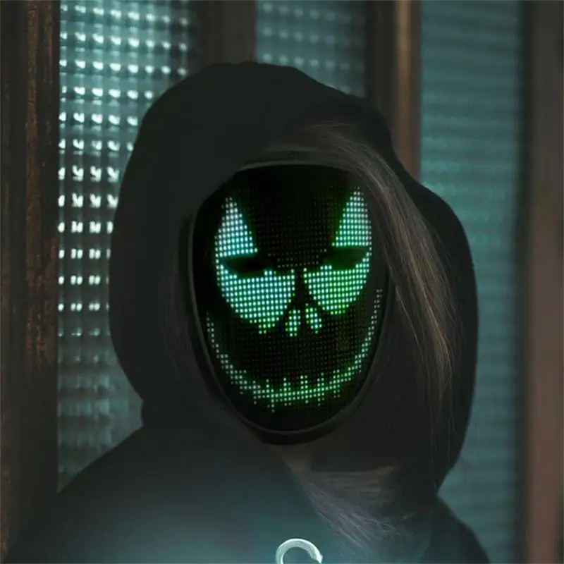 

DIY мигающая маска для выпускного диджея, Рождество, Хэллоуин, полный цвет, мерцающее лицо, фотоизлучающая маска, управление жестами