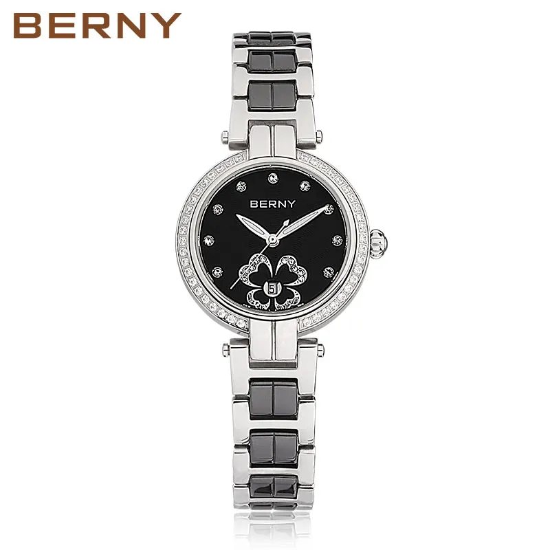 

BERNY Women's Ceramics Quartz Watch Wristwatch Women Watches Luxury For Ladies Elegante Clock 30M Waterproof Inlaid with zircon