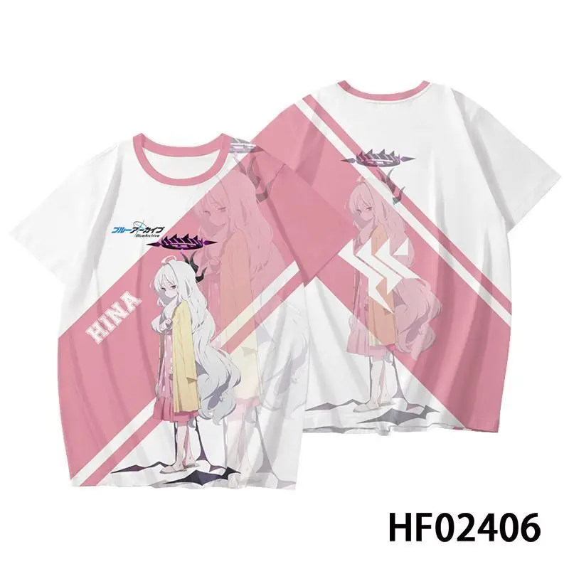 2024 Summer New Simple Fashion Anime Blue Archive Takanasi Hosino Round Neck Short Sleeve T-Shirt Casual Daily Tops