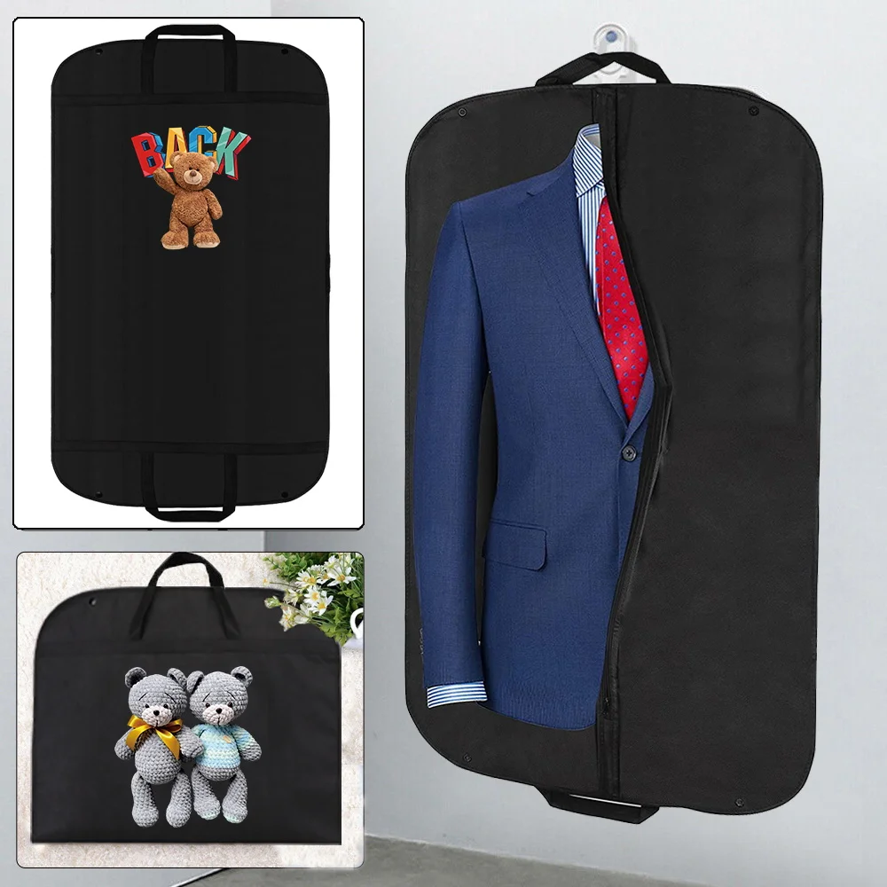 

Dustproof Clothing Covers Western Suit Dust Cover Bear Printing Coat Storage Bag Protector Hanging Garment Bags Closet Organizer