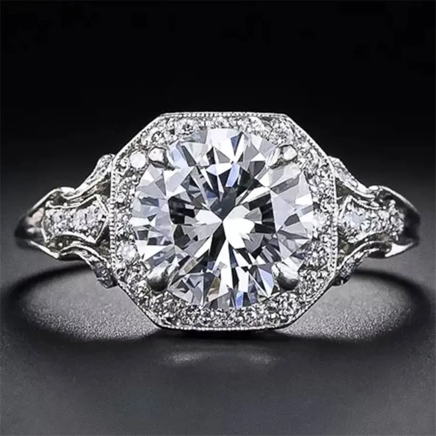 

Milangirl Silver Super Shining Square Cubic Zircon For Women Bridal Wedding Jewelry Austrian Crystal Finger Ring