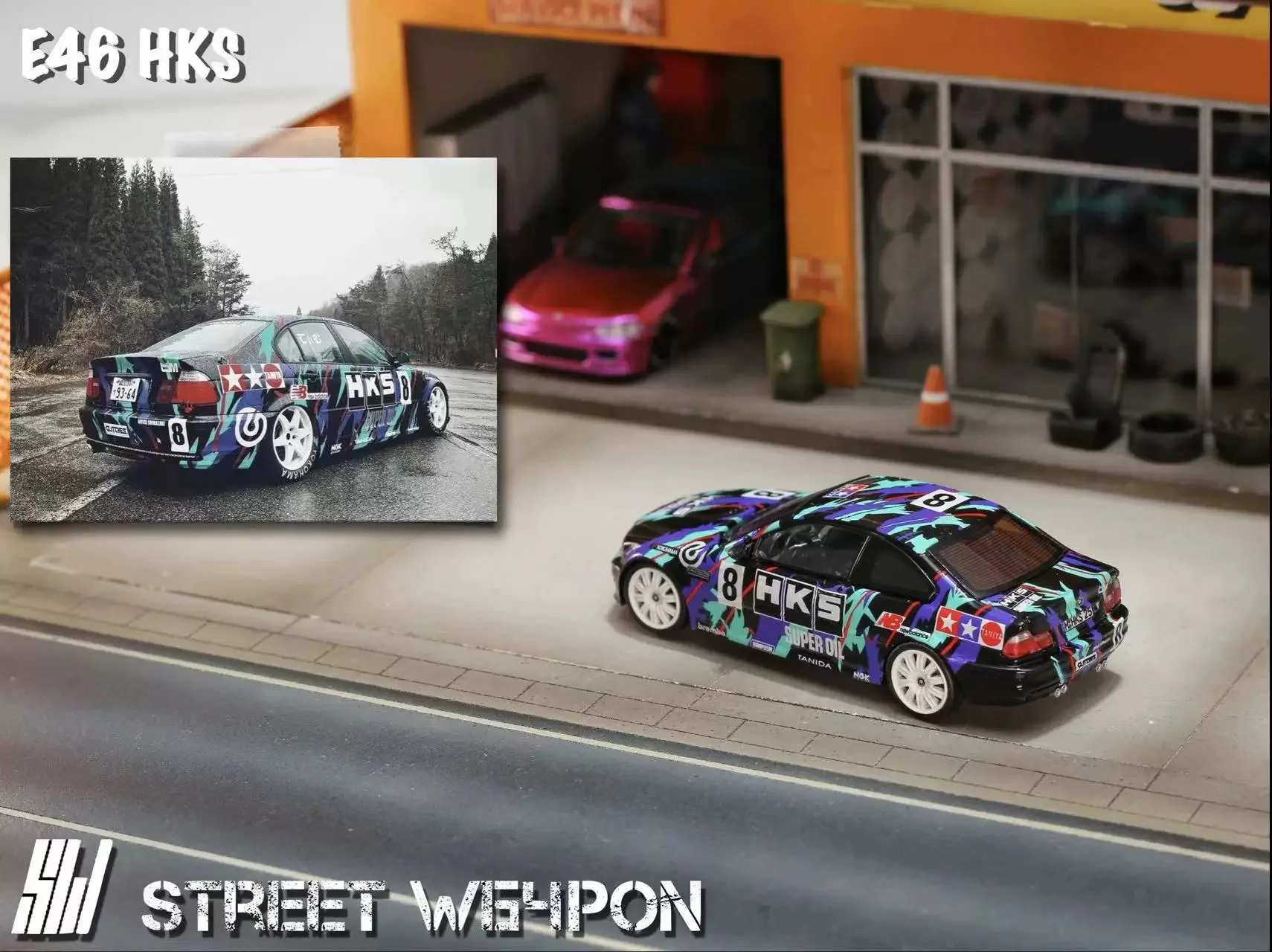 Модель автомобиля из окрашенного сплава StreetWeapon 1:64 BMW E46 HKS
