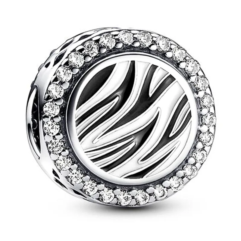 Браслет из серебра 925 пробы с изображением зебры леопардовой расцветки - купить