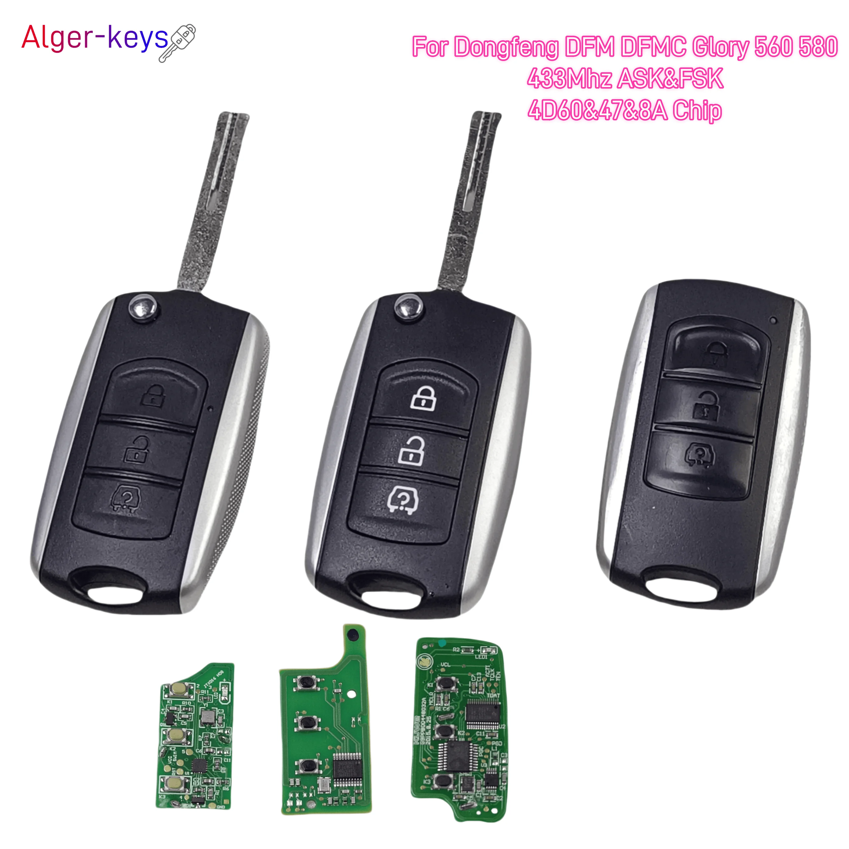 Оригинальный OEM-ключ для Alger-keys 433 МГц 4D60 47 8A откидной ключ DongFeng DFM DFMC Glory 560 580