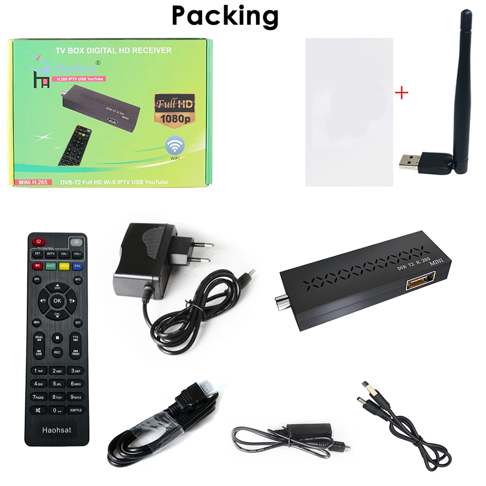 Цифровой ТВ-тюнер DVB-T2mini HD H.265 DVB T2 Италия Россия H265 HEVC декодер формата спутниковый