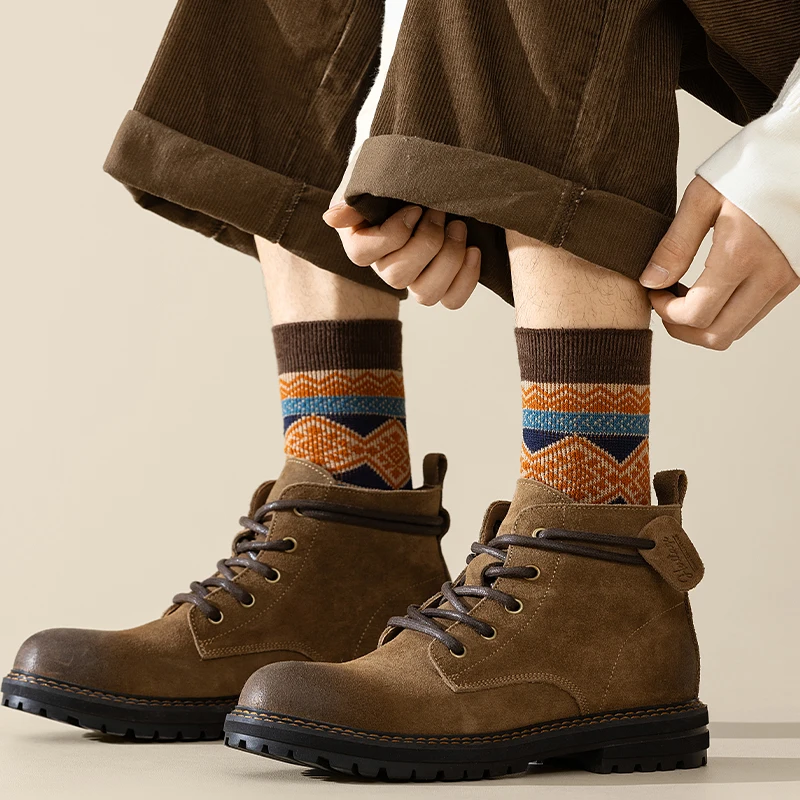 zy męskie skarpetki bawełniane załogi 3 pary oddychające i pochłaniające pot fajne kolorowe