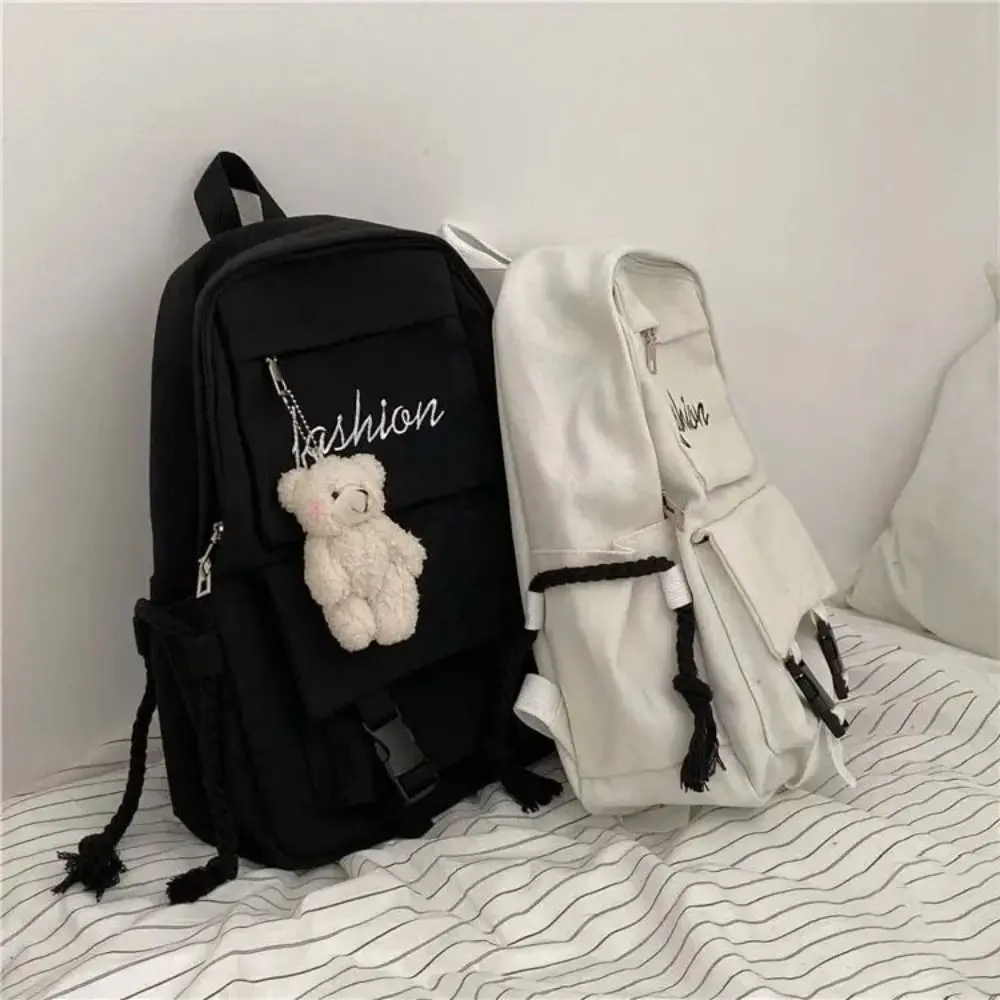 Новый холщовый школьный портфель большой емкости однотонный рюкзак