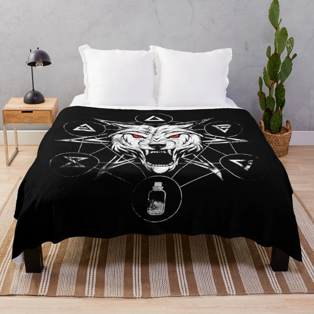 

Signs of a witcher White Edition Throw Blanket Goods For Home And Comfort Sofa Blanket With Tassels Sofa Blanket Fur Blanket