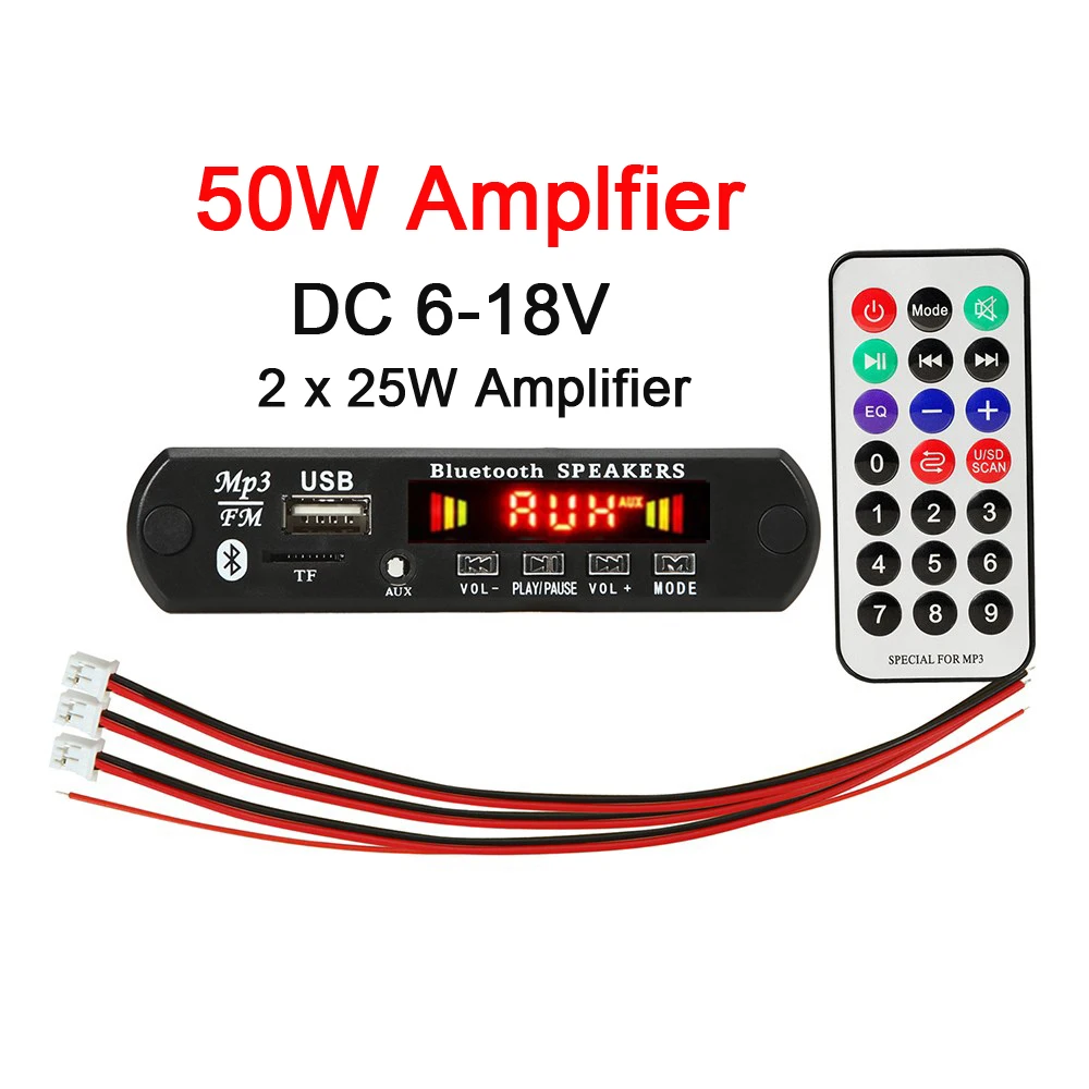100/80W/50W Amplifier MP3 Player Decoder Board 8-24V Bluetooth 5.0 Car FM Radio Module Support TF USB AUX wav/wma decoder board images - 6