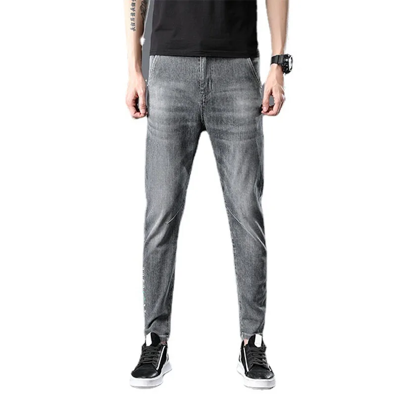 Street Fashion Mens Jeans Spring and Summer Nine-point Pants Casual Pants Comfortable All-match Pencil Pants Baggy Jeans