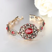 grier bohemian bracelets for women alloy red resin gold color bangle summer fashion retro turkey party jewelry wholesale