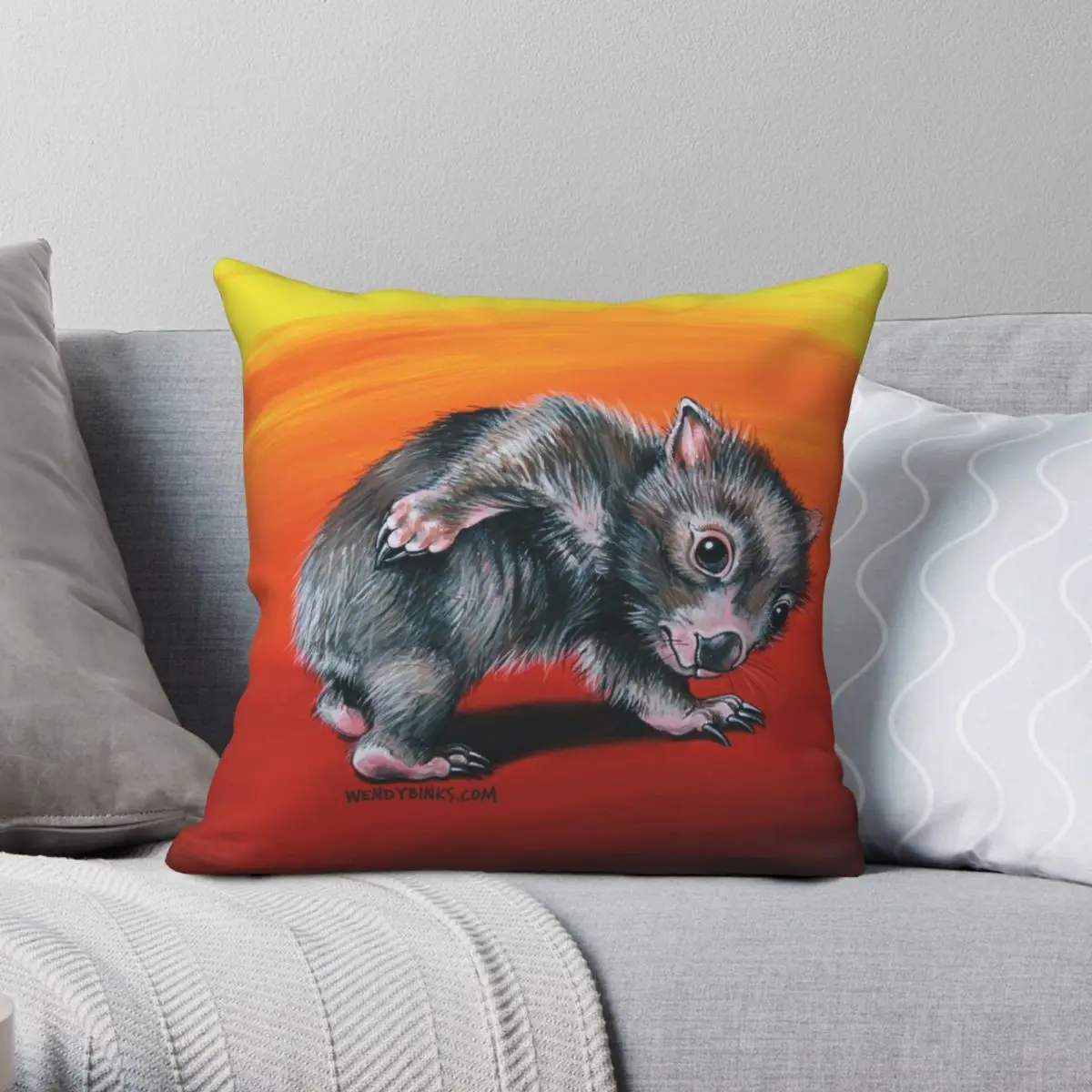 

Scratch The Wombat Pillowcase Polyester Linen Velvet Pattern Zip Decor Pillow Case Room Cushion Cover