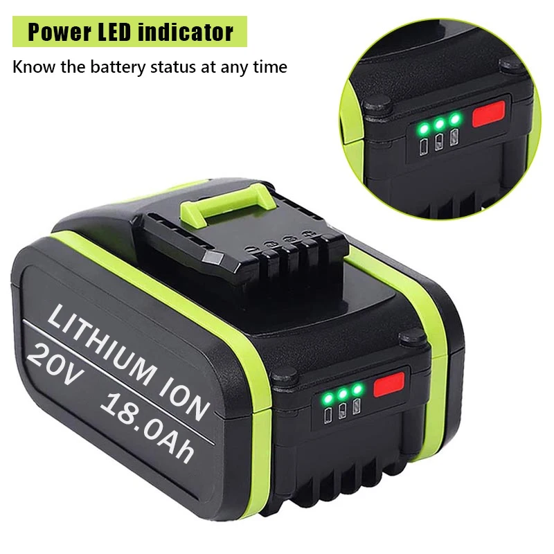 

2023 NEW 20V18000mAh Lithium Rechargeable Replacement Battery for Worx Power Tools WA3551 WA3553 WX390 WX176 WX178 WX386 WX678