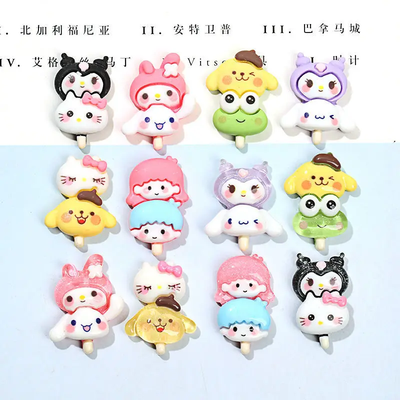 

Cartoon Sanrio Hello Kitty Cinnamoroll Melody Kuromi Anime DIY Resin Accessories Cream Glue Phone Case Headdress Cup Sticker