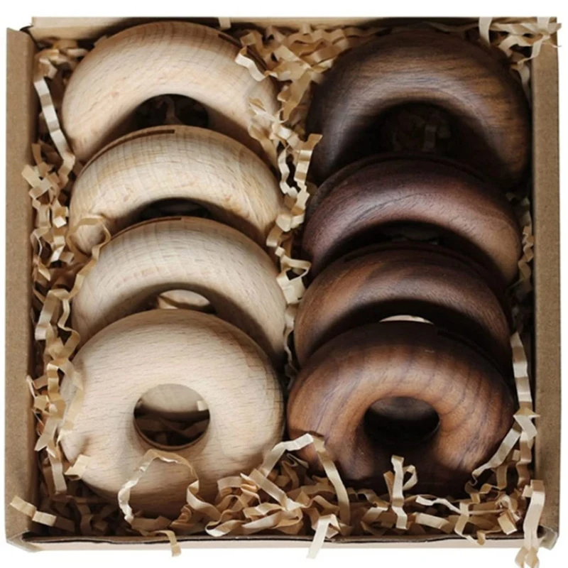 

8Pcs/Set Wooden Sealer Snack Fresh Food Storage Bag Clip Kitchen Tool Donut Shape Sealing Clamp Food Clip For Home Decor