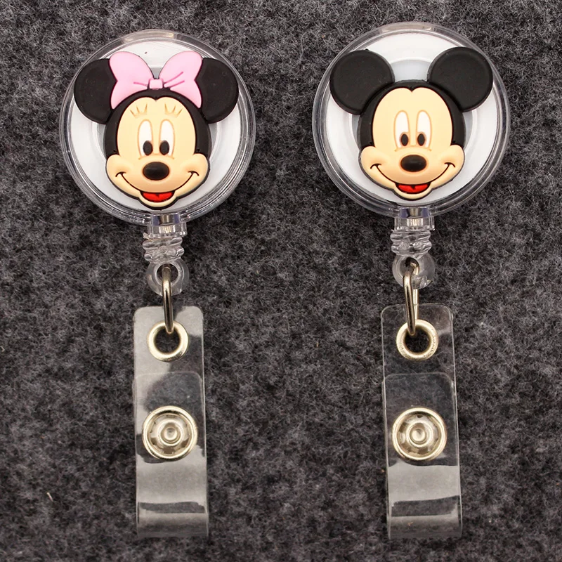 

Disney Cartoon Mickey Minnie Style Badge Reel Nurse Workers Enfermera ID Holder Girl Boy Retractable Name Card Holder Accessory