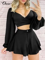 celmia casual sexy short sets women holiday street beach v neck backless short tops and zipper shorts suits fashion 2 pcs sets