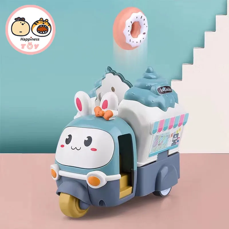 

Children Inertial Impact Deformation Ejection Ice Cream Car Toy Boy 3-6 Years Old Intellectual Development Cartoon Rabbit Gift