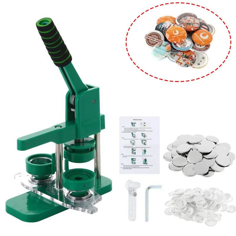 

25/44/58mm DIY Button Badge Making Machine with 100 sets Blank Badge Material Magnetic Mold Handpress Badge Maker Adjustable