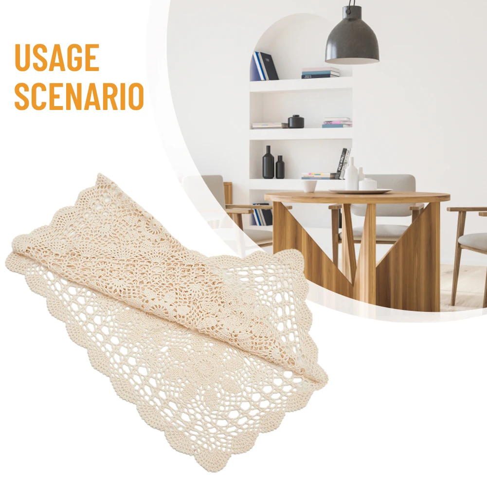 

Square Table Cover Lace Cotton Table Place Mat Dining Pad Cloth Crochet Placemat Cup Mug Tablecloth Tea Coaster Handmade 40/60cm