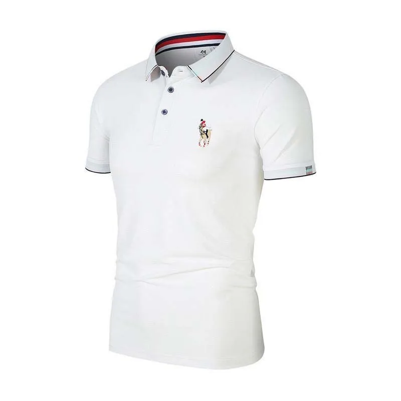 New embroidered men's polo shirt casual business lapel short sleeved T-shirt men's summer golf clothing