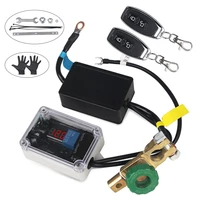 universal car battery disconnect cut off isolator wireless dual remote control with led digital voltmeter gloves combination kit