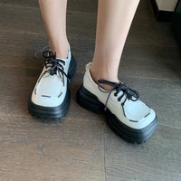 chunky heels loafers women harajuku square toe casual creepers platform shoes designer female british thick soled fall shoes