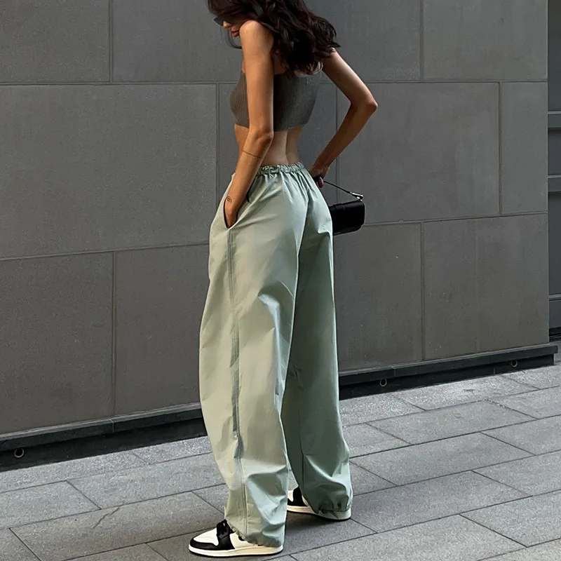 

High Street Joggers Women Autumn 2023 Drawstring Loose Wide Leg Sweatpants Sporty y2k Falre Pants Ladies Basic Streetwear Mujer