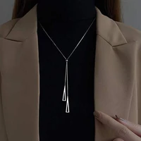 2022 popular ins silver gold triangle sweater chain pendant necklace for womens fashion jewelry wedding party birthday gift