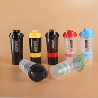 500ml three layer shaker cup large capacity fitness water bottle sports kettle protein powder milkshake shaker cup plastic cup