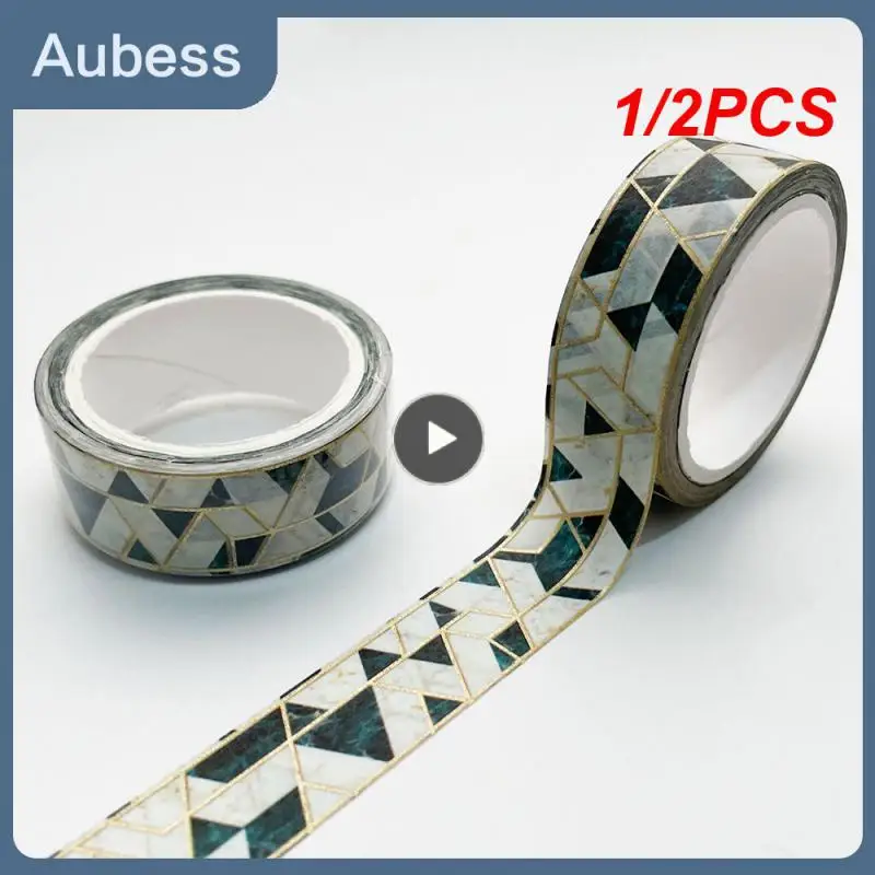 

1/2PCS 15mm X 7m Bronze Geometry Pastal Washi Plaid Masking Colorful Decorative for Crafts Arts