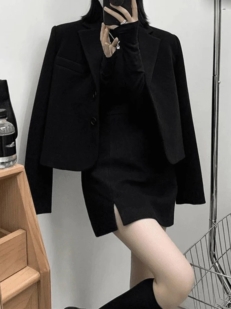 Женский офисный костюм-двойка Sungtin корейский стиль шерстяной Блейзер