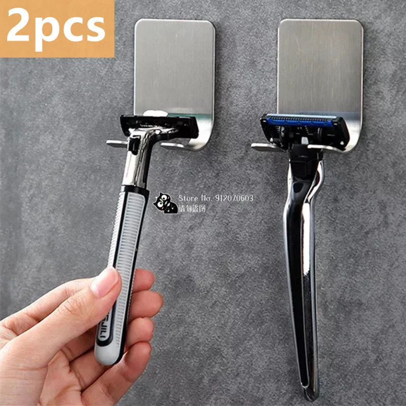 

Stainless Steel Razor Holder Men Shaver Storage Rack Wall Hooks Shaver Shelf Razor Shaving Stand Rack Bathroom Organizer Access