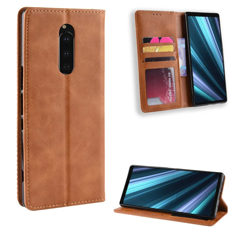 Чехол для Sony XperiaL4 L3 10 Plus XZ2 8 5 Compact ACE SO-02L 1 III II, кожаный флип-чехол с отделением для карт, Магнитный чехол
