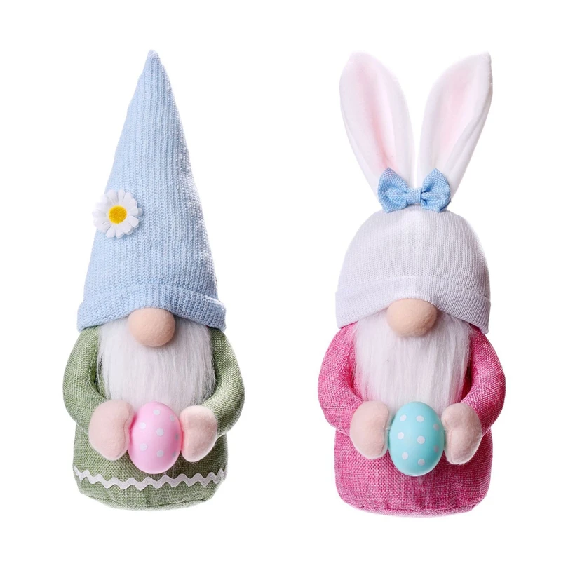 

2 Pcs Easter Gnome Decoration Faceless Doll Bedroom Living Room Desktop Bunny Standing Post Figurines Ornaments