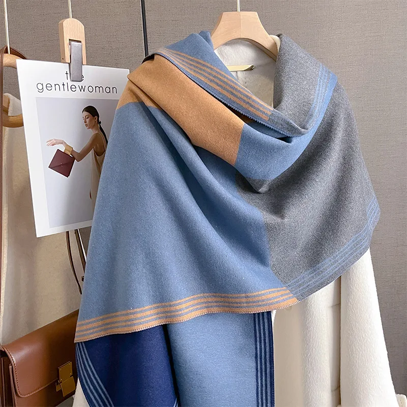 

Модное дизайнерское толстое кашемировое одеяло 2023, женский шарф, теплая шаль из пашмины, зимние палантины, пончо Bufanda с принтом для путешествий