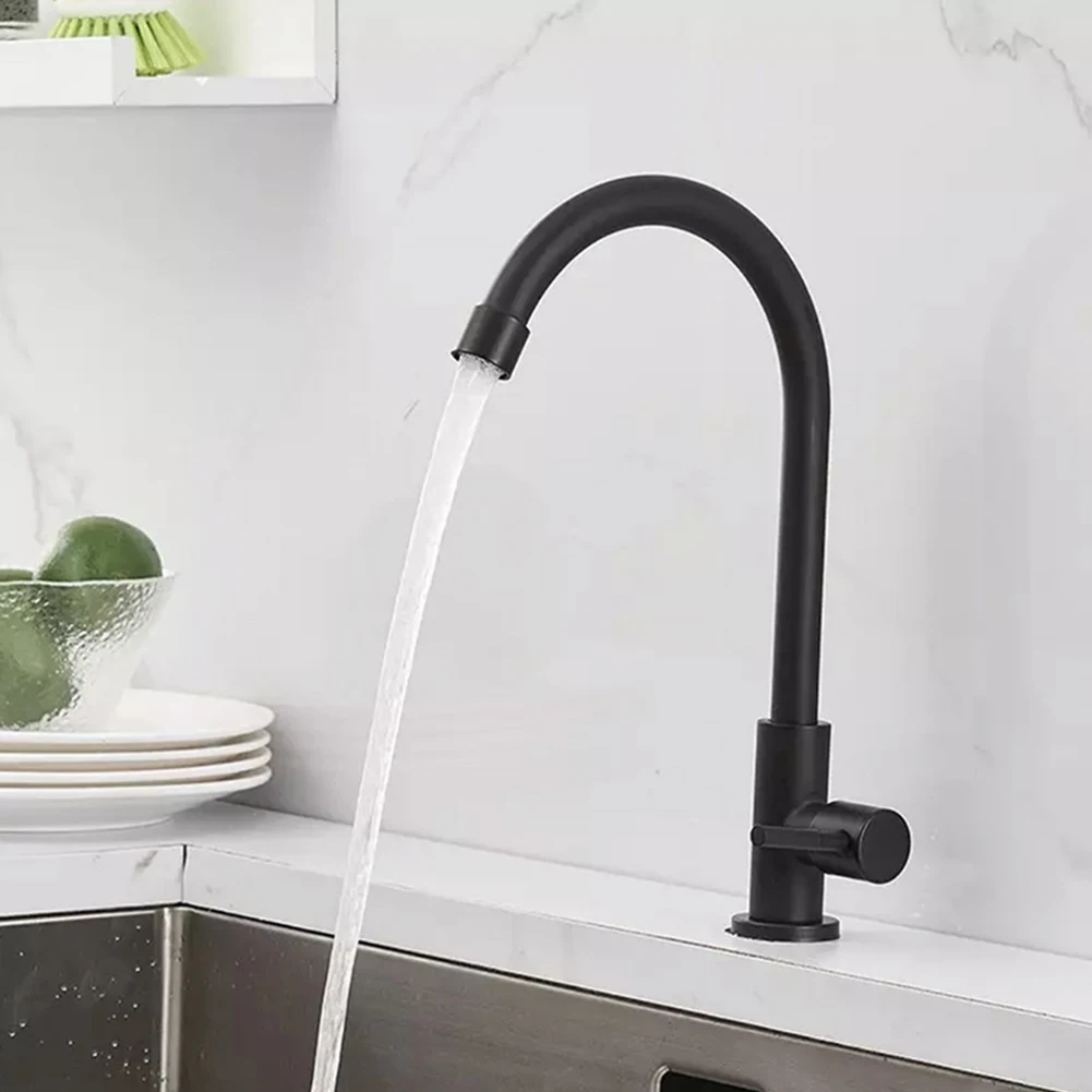 

304 Stainless Steel Black Kitchen Faucet Deck Mounted Mixer Tap 360 Degree Rotation Stream Sprayer Nozzle Kitchen Sink Cold Taps