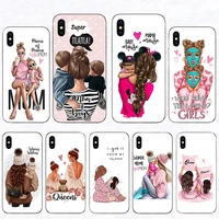 supper girl mom lovely baby phone case for iphone 13 mini 12 11 pro max xs mobile shell 6s 5s x xr se 2020 6 7 8 plus hard cover