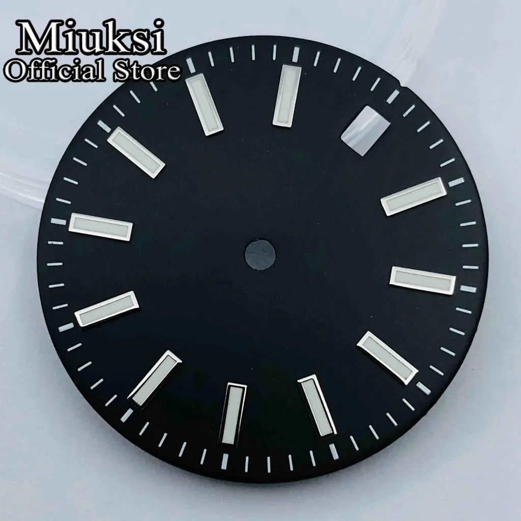 Miuksi 29mm black blue gray silver watch dial luminous fit NH35 NH36 ETA2824 2836 Miyota 8205 8215 Mingzhu DG2813 3804 movement