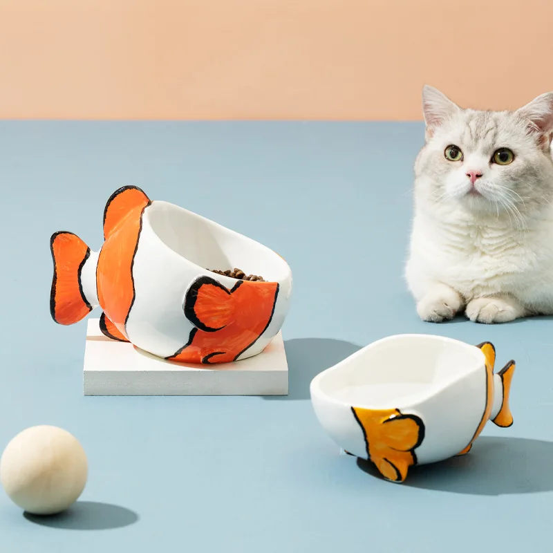 

Cat Ceramic Bowl Cute Cartoon Pet Food Water Feeders Cats Large Capacity Drinking Eating Supplies Puppy Feeding Bowls