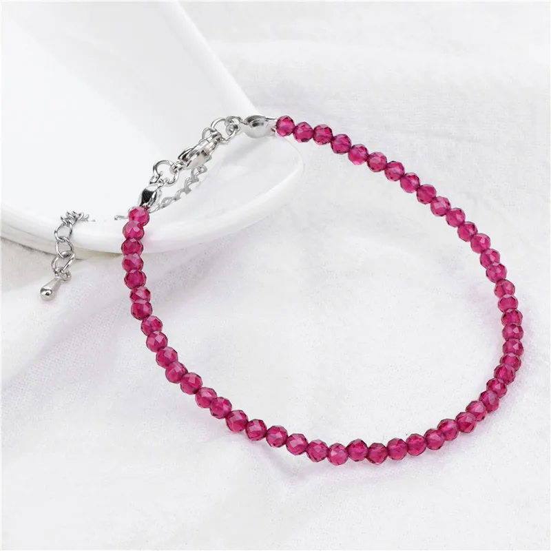 Браслет из натуральных камней диаметром 3 мм маленькие ограненные резиновые