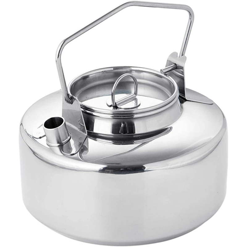 

304 Stainless Steel Kettle Outdoor Camping Self Driving Teapot Coffee Pot Full Capacity 1.3L