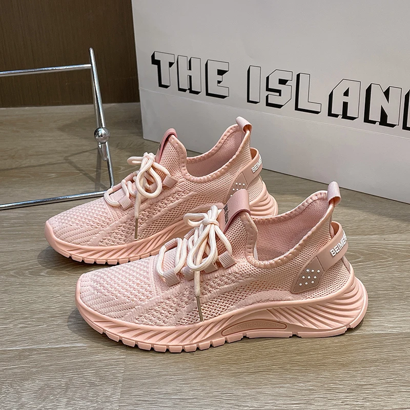 2023 New Women Breathable Running Sports Shoes Outdoor Light Comfortable Lace Up Shoe Fashion Air Cushion Casual Sneakers