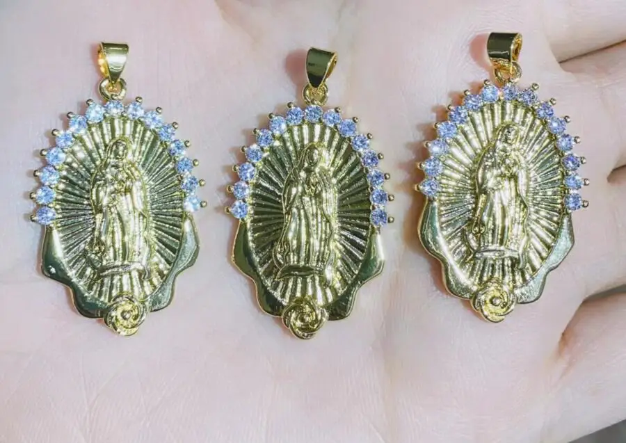 

Женское Ожерелье с кулоном «Дева Мария», Золотистое Ожерелье с кулоном «гуадалуп» из меди и фианита, 1 шт.