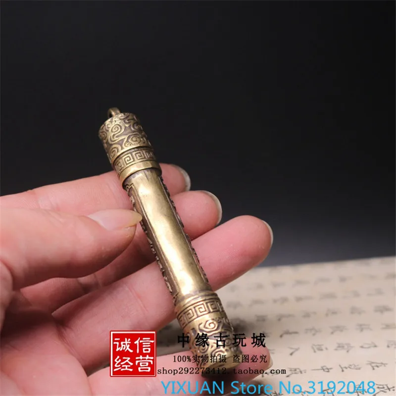 Чистое медное ушное совок латунное Ретро Золотое кольцо ruyi античное резное